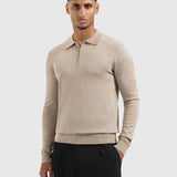Pure Path - Polo Trui Knitwear Half Zip Taupe