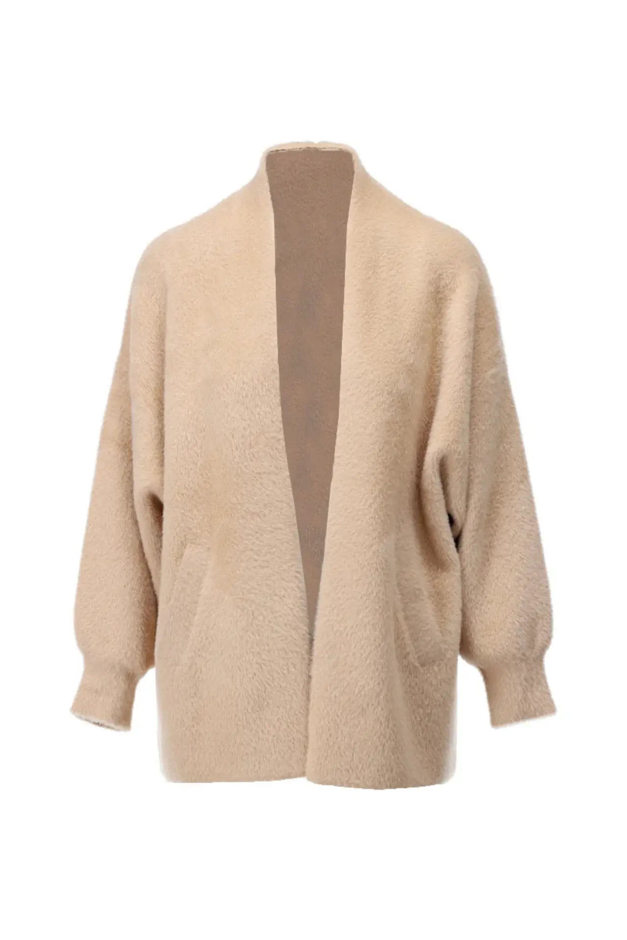 K-design - B821 Cardigan met wijde mouwen Latte