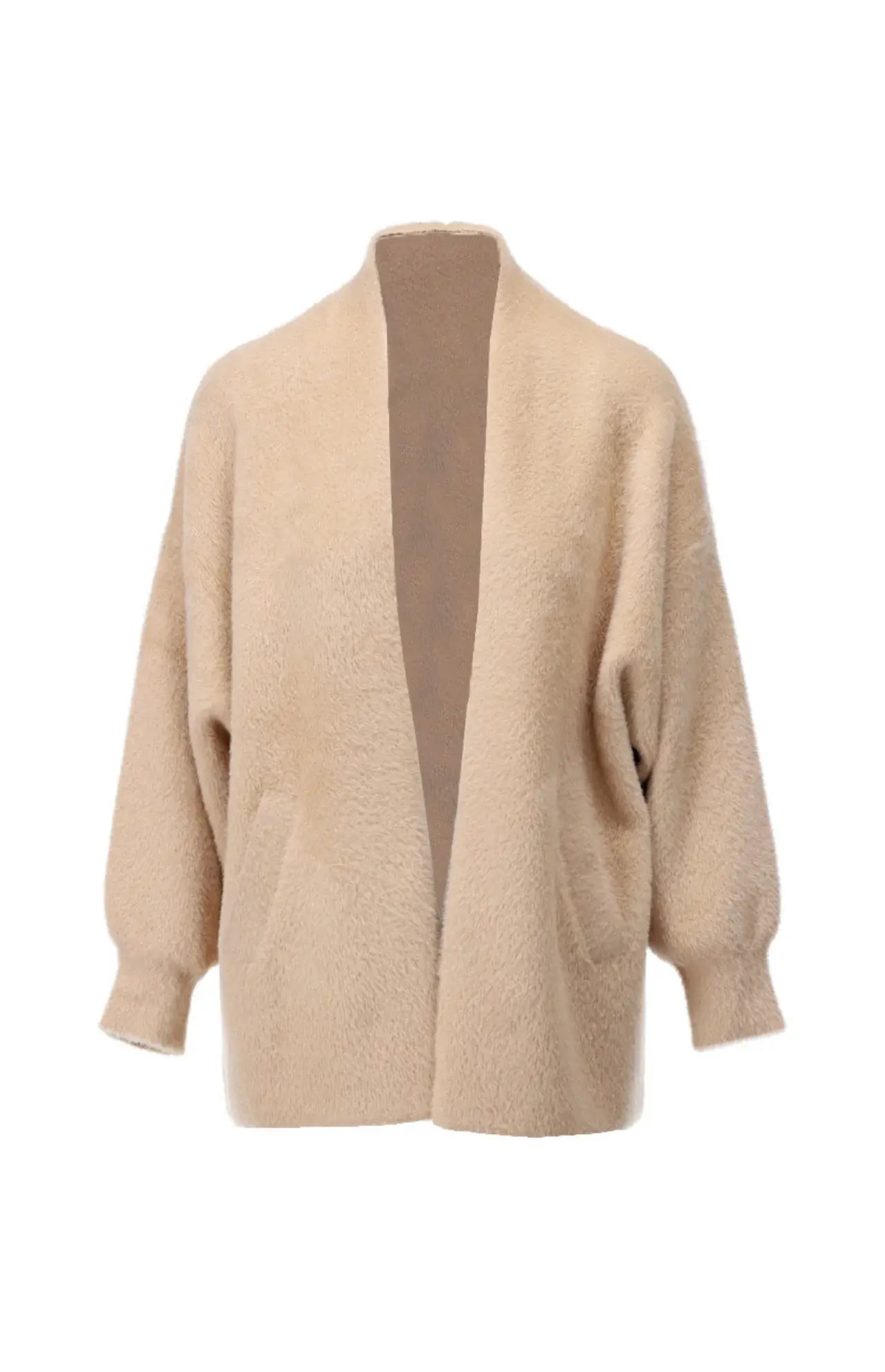 K-design - B821 Cardigan met wijde mouwen Latte