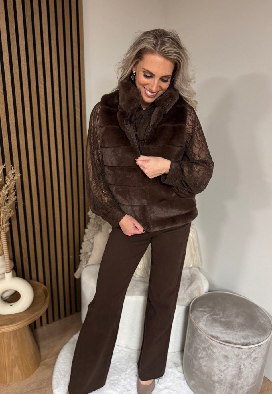 Bodywarmer  - Faux Fur Bruin