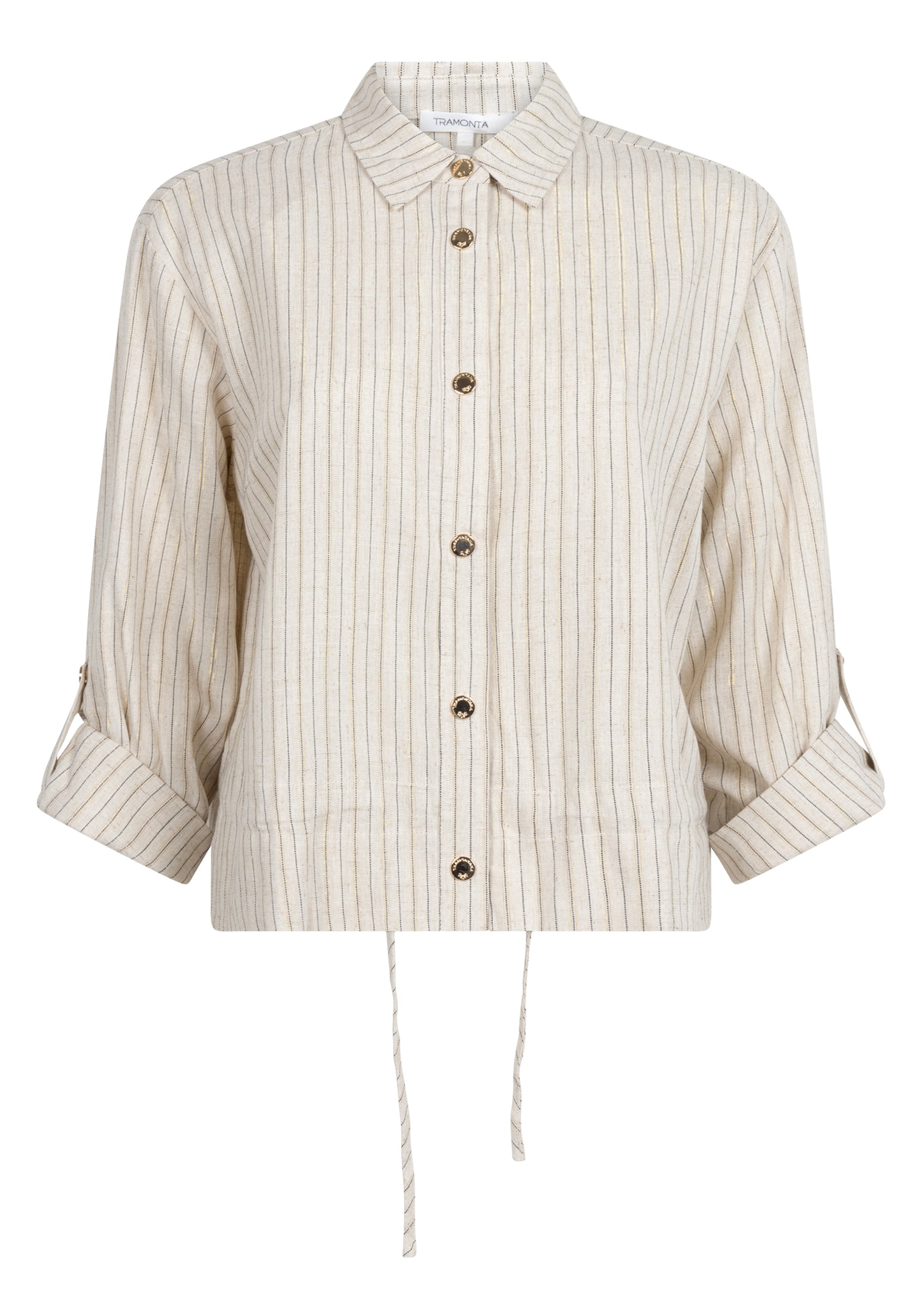 Tramontana - Lurex Striped Jacket Stone
