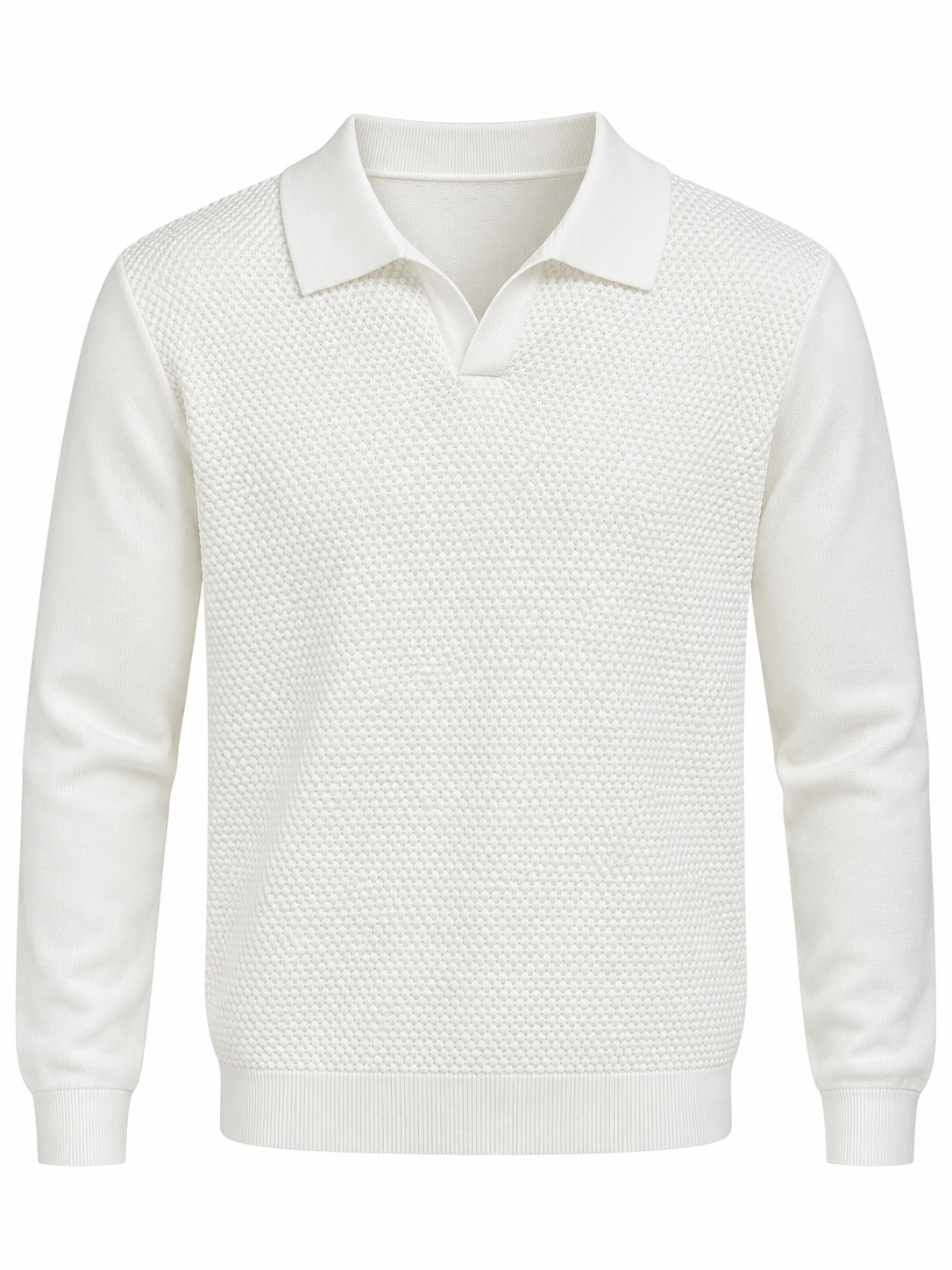 Heren - Longsleeve polo off white