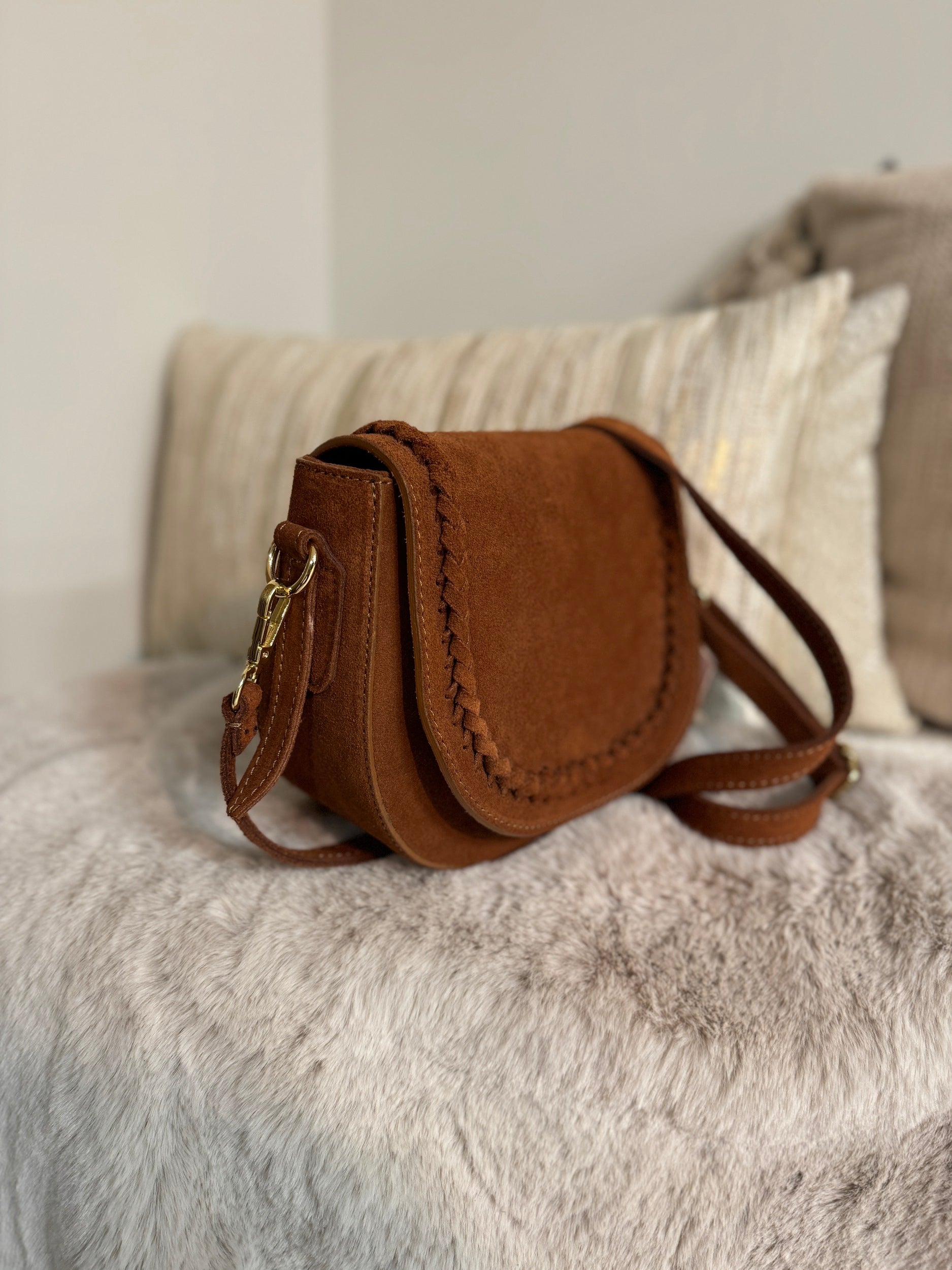 Suede Bag - Boho Camel