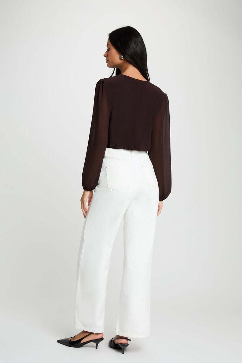 Morgan - Blouse top met Strik Bruin