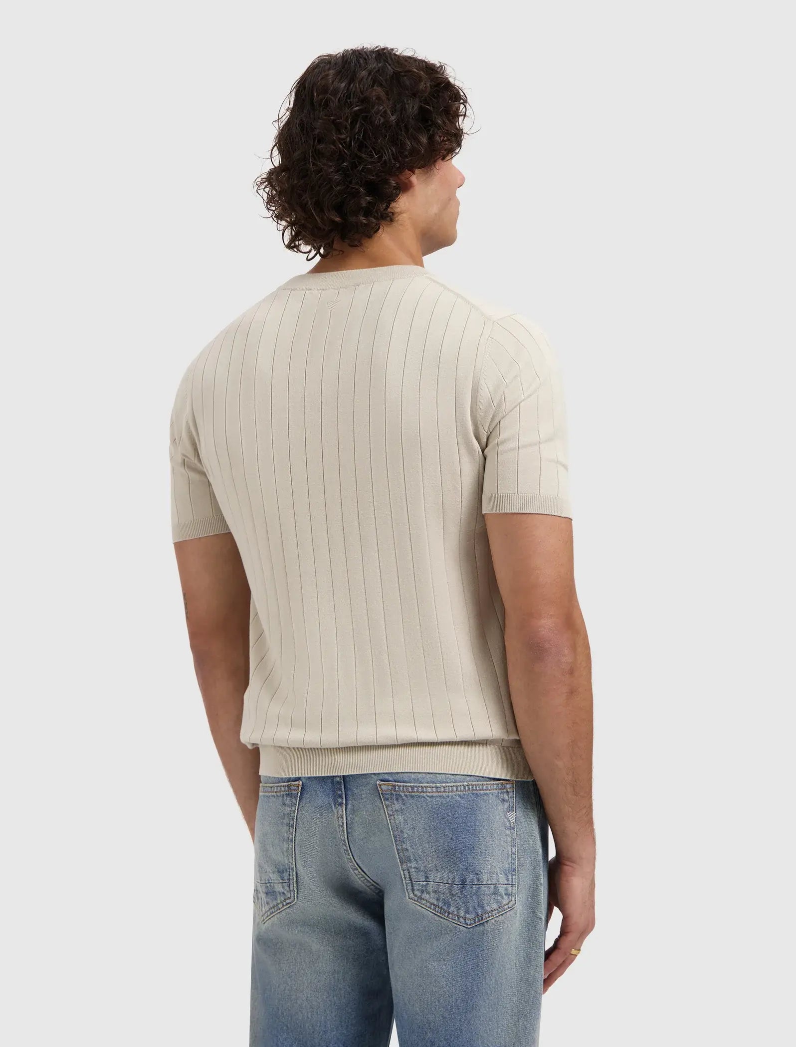 Pure Path - Drop-Needle Knit T-Shirt Sand