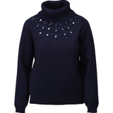 K-design - B812 Trui col met kralen blauw