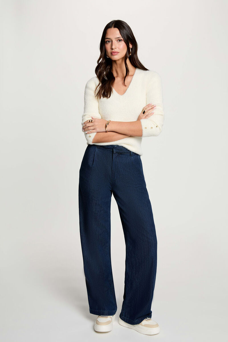 Morgan - Trui V-Hals Off-White Fluffy