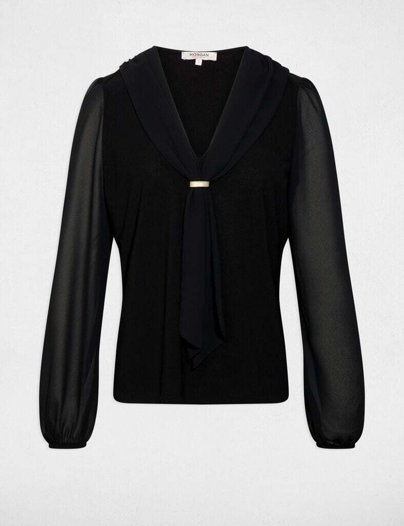 Morgan - Blouse met Strik Zwart