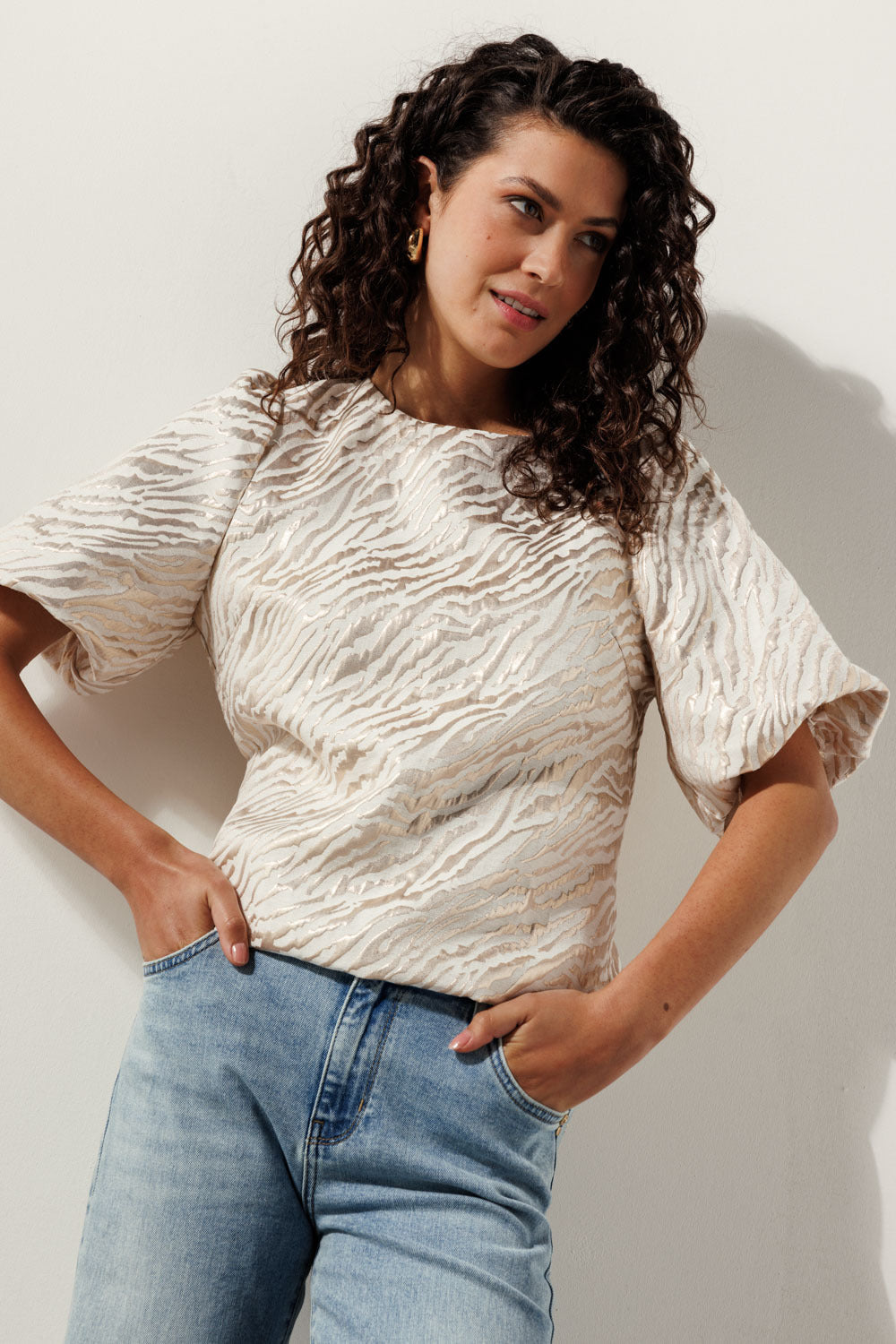 Tramontana - Balloon Sleeve top Gold
