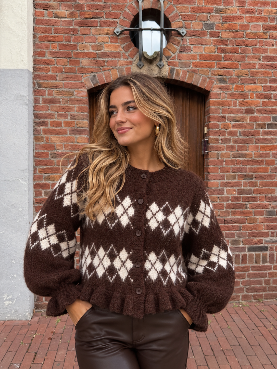 Vest - Noorse ruit chocolade bruin