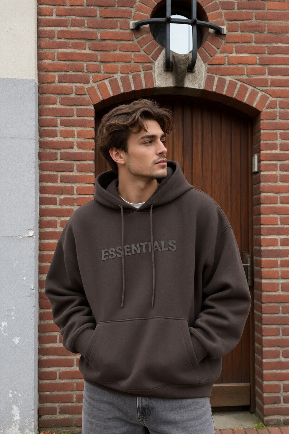Heren Hoodie - Oversized Bruin
