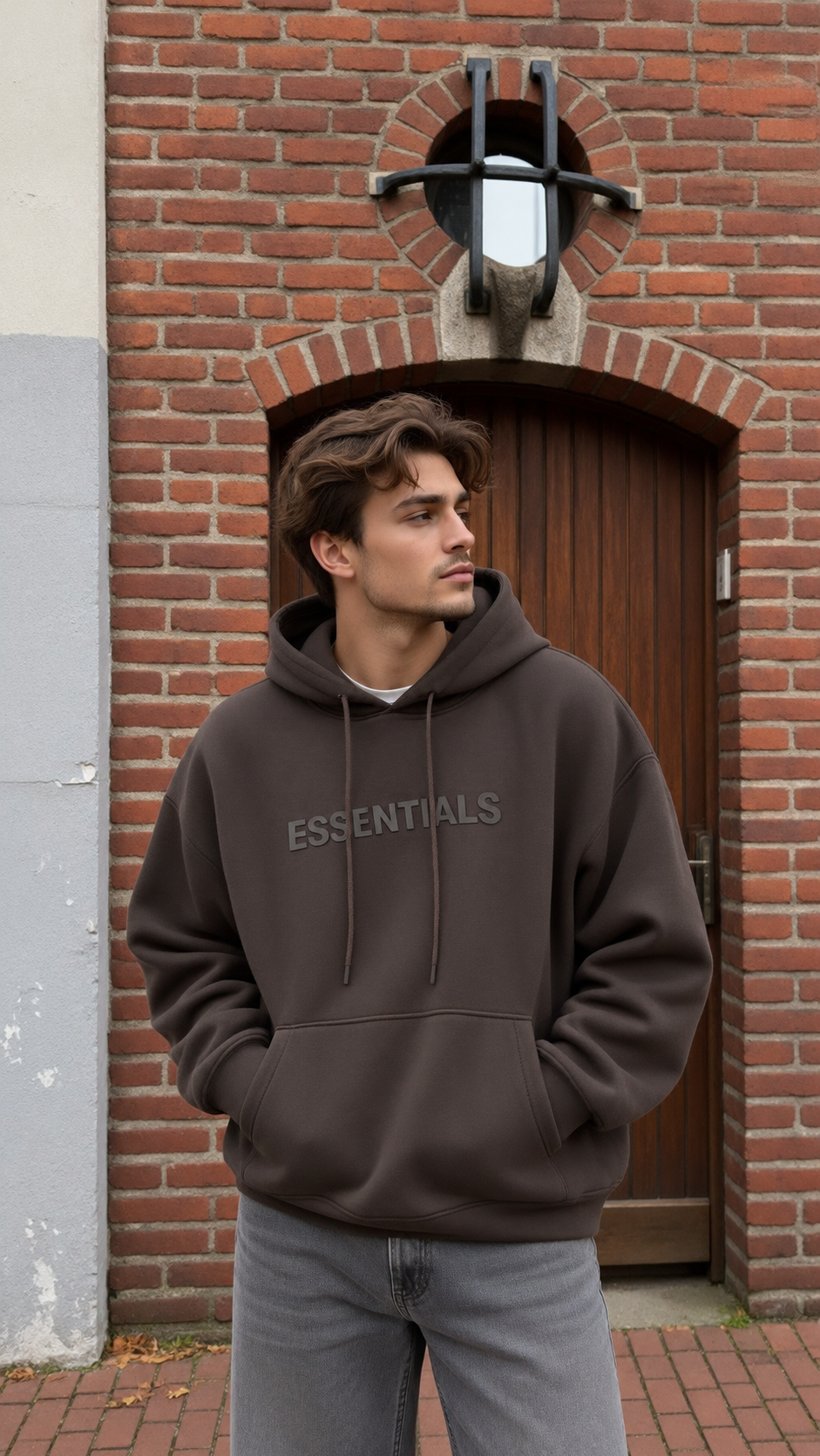 Heren Hoodie - Oversized Bruin