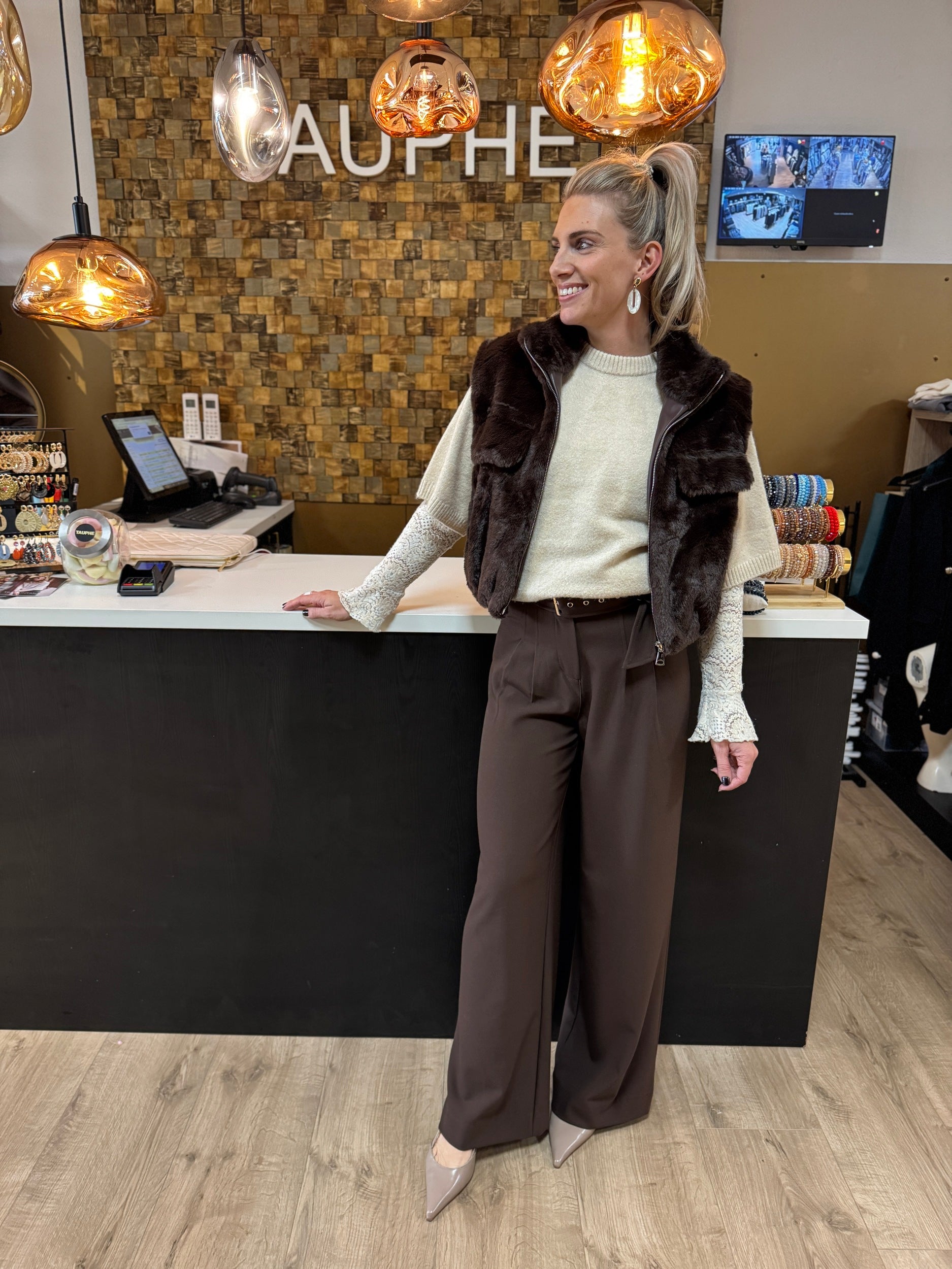 Bodywarmer - Teddy Zakje - Brown