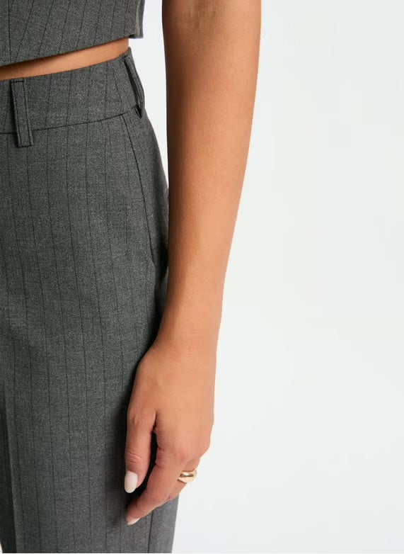 Morgan - Pantalon wide leg Penstripe grey 