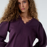 Tramontana - Sweater V hals met kant - Aubergine