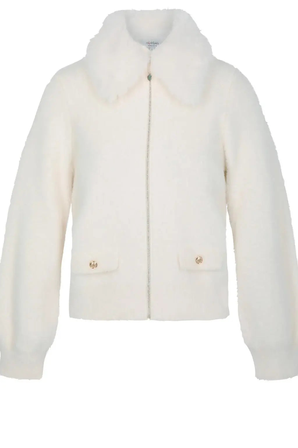 Morgan -  Vest met fluffy kraag Off-White