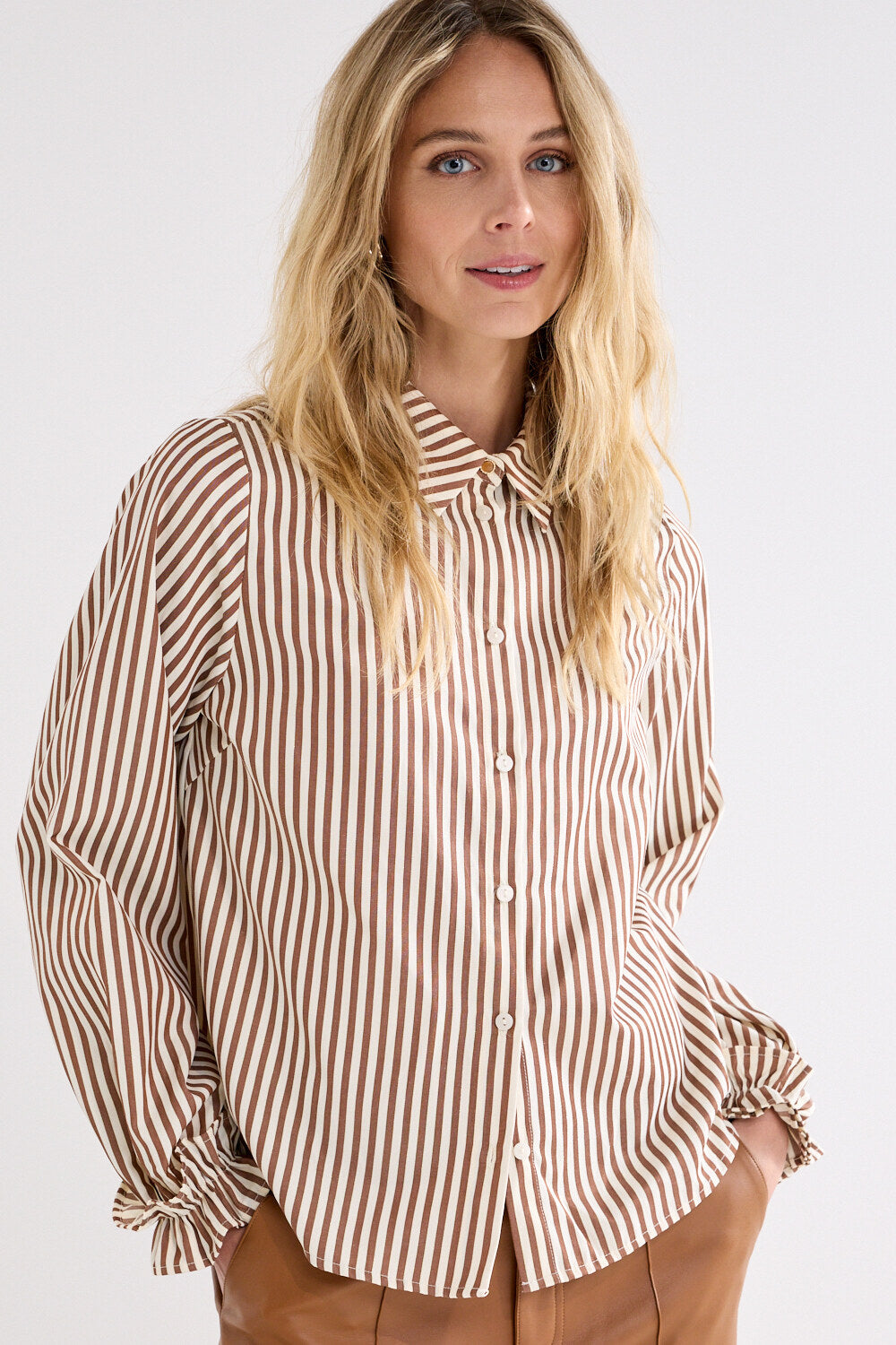 Tramontana -  Blouse gestreept met rufflle mouw