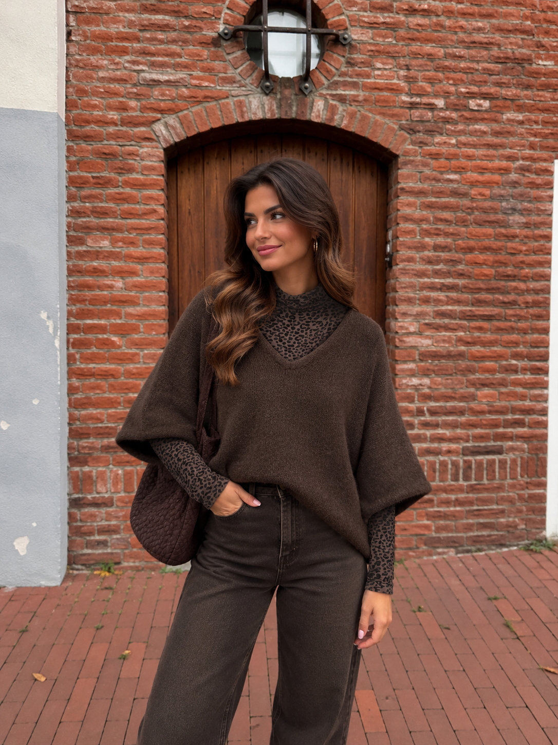 Longsleeve turtle neck - Leopard bruin 