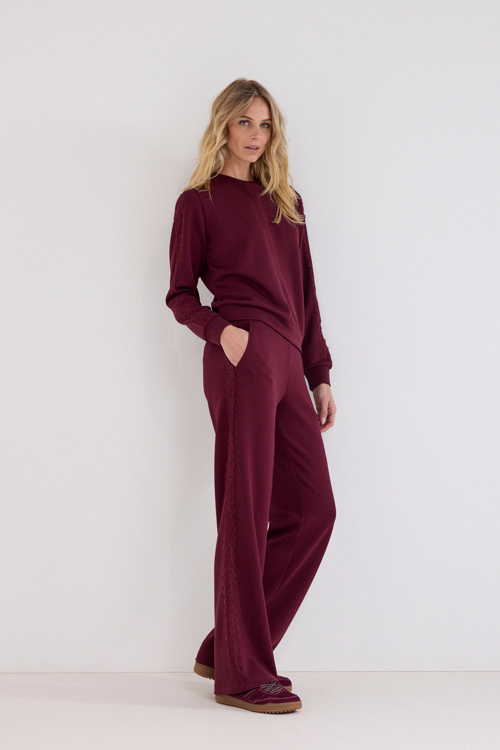 Tramontana - Sweater kant bordeaux rood