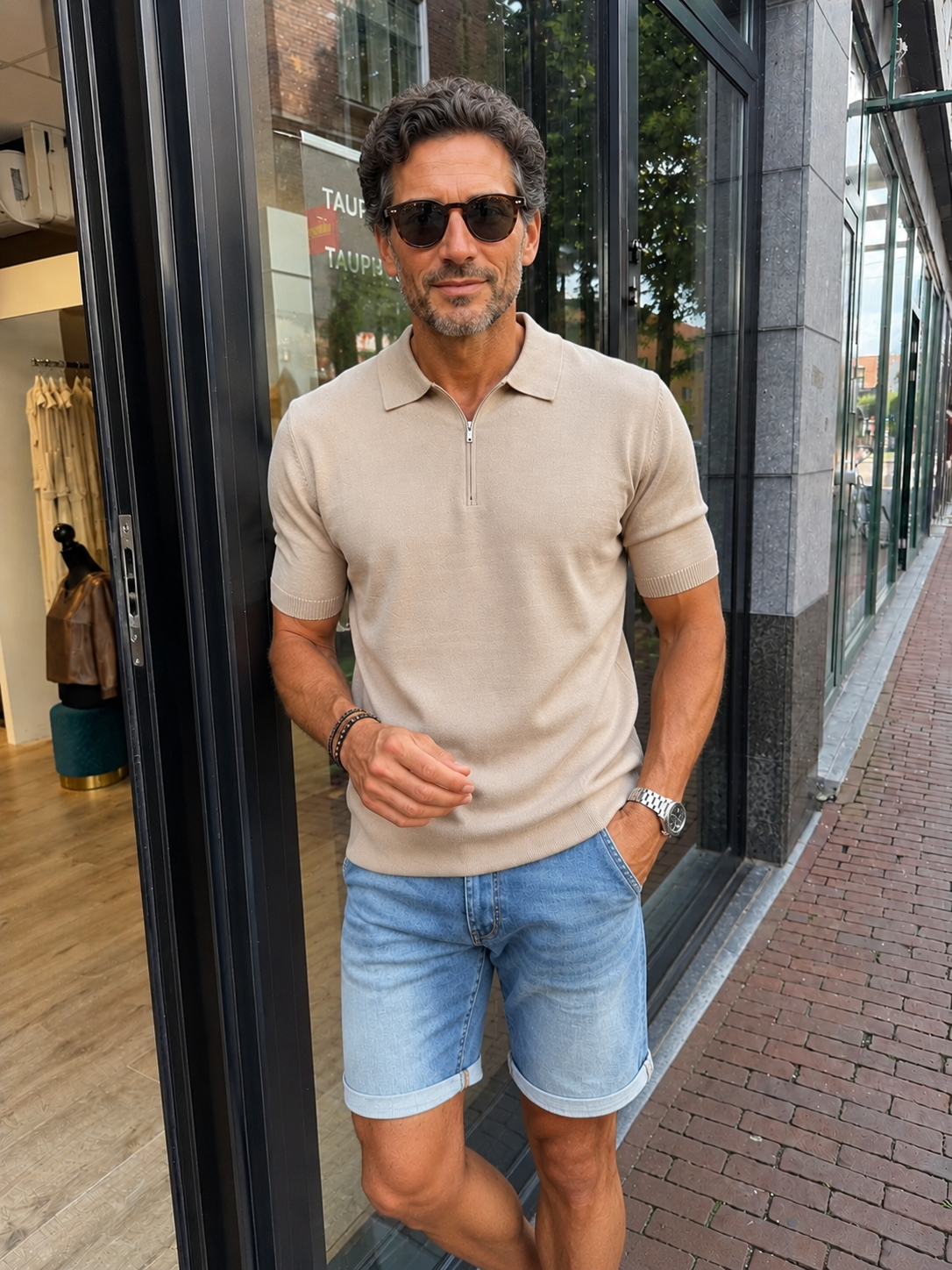 Polo met Rits - Beige