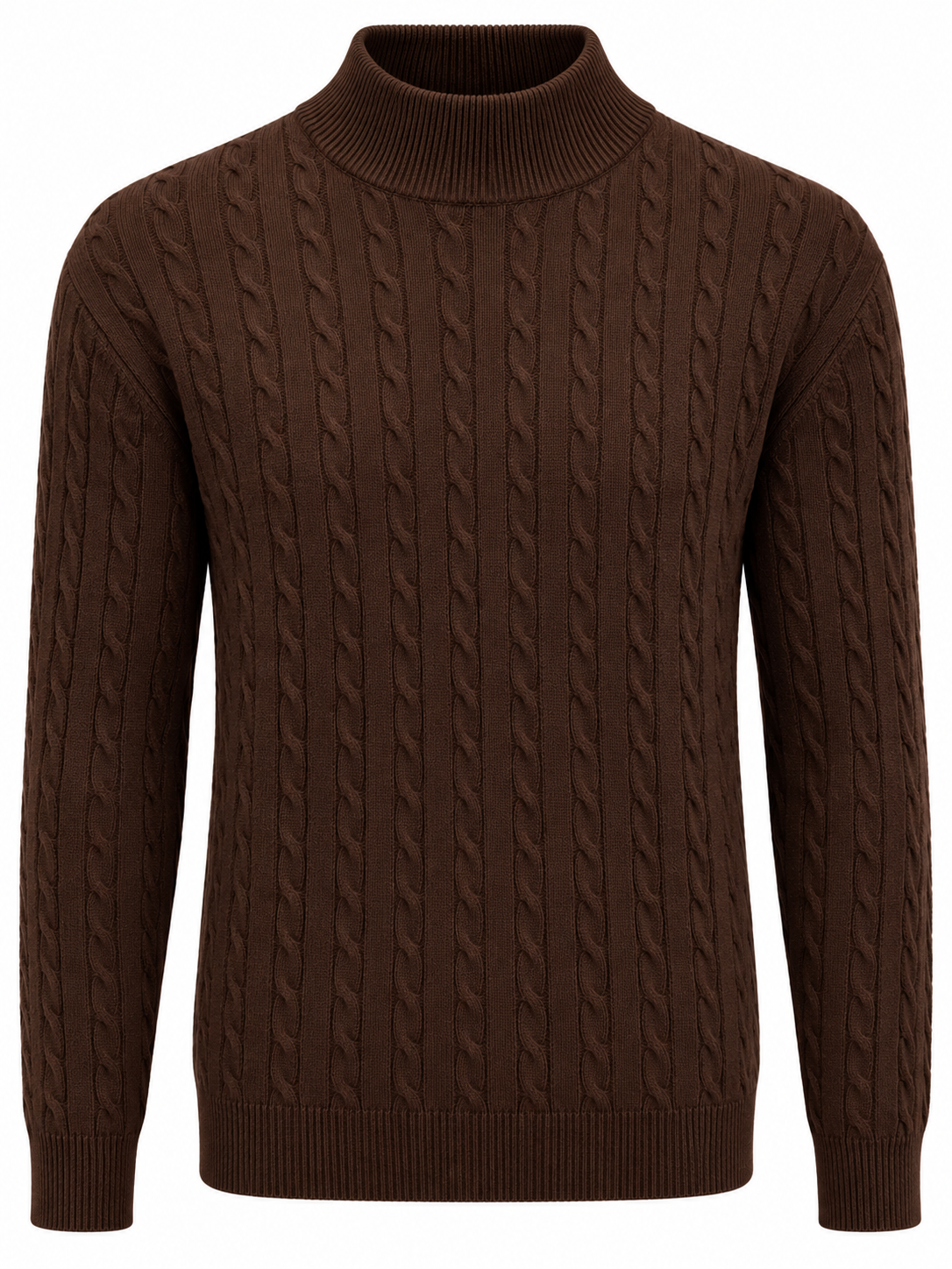 Heren Sweater - Kabel motief donker bruin 