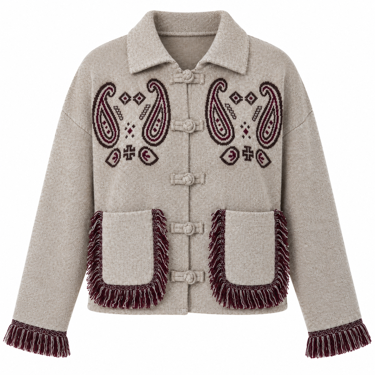 Vest - Paisley print beige bordeaux
