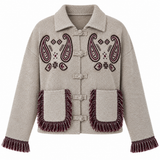 Vest - Paisley print beige bordeaux