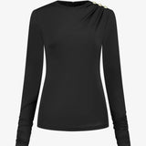 Nikkie - Drape shoulder top black