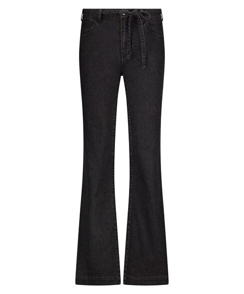 Tramontana - Lurex Wide-Leg Denim Trousers Black