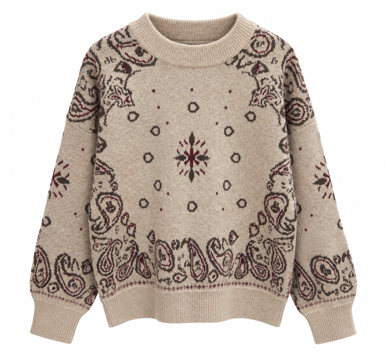 Trui - Paisley print beige 