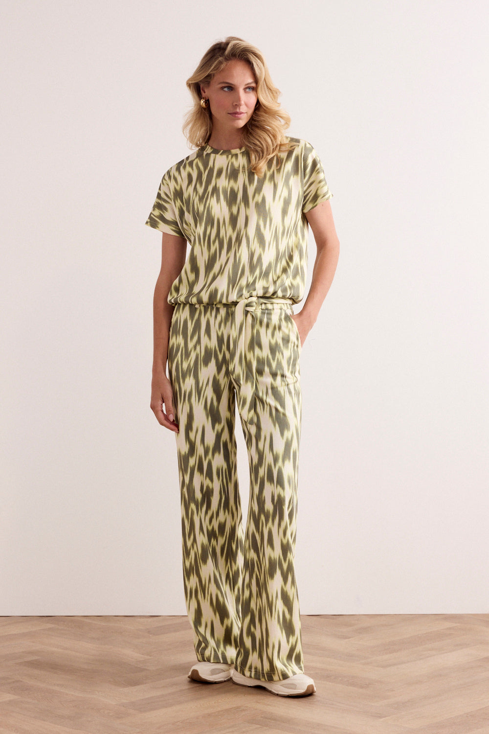 Tramontana - Wide leg broek Green print