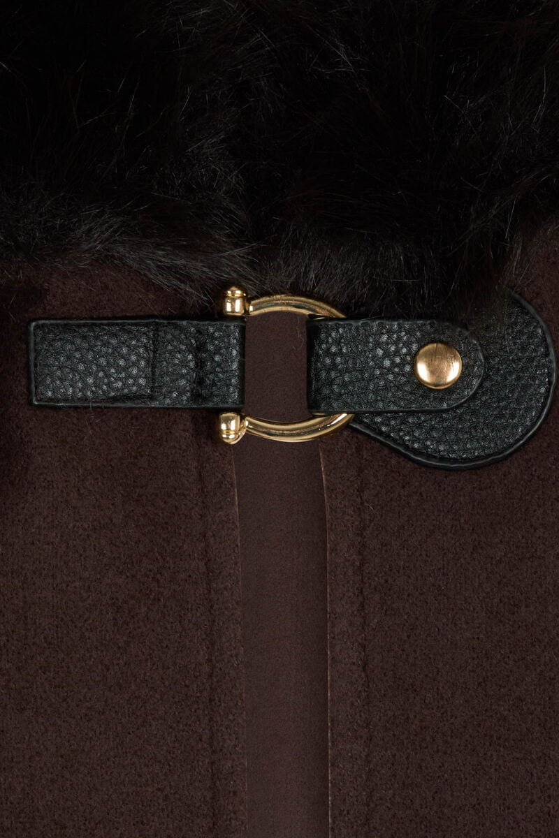 Morgan - Poncho Faux Fur donkerbruin