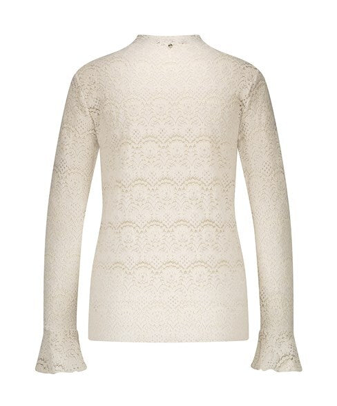 Tramontana - Flared Sleeve Brushed Lace Top