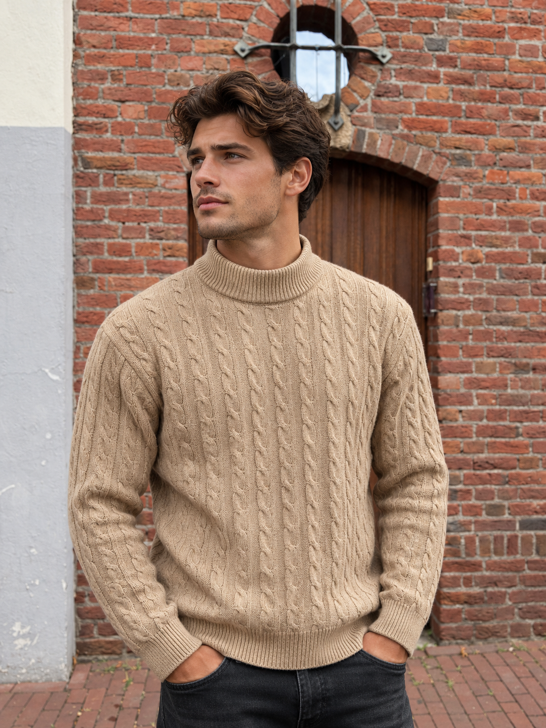Heten Sweater - Kabel motief taupe
