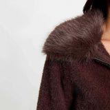Morgan -  Vest met fluffy kraag Bruin
