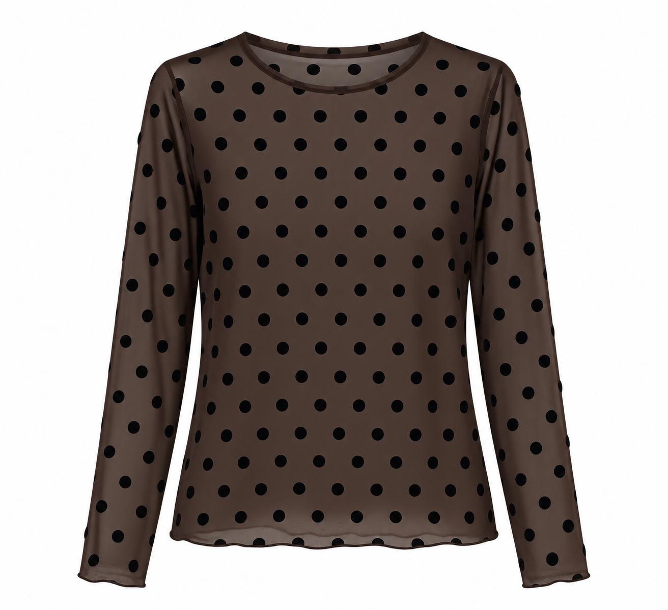  Longsleeve top - Mesh Stip bruin