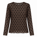  Longsleeve top - Mesh Stip bruin