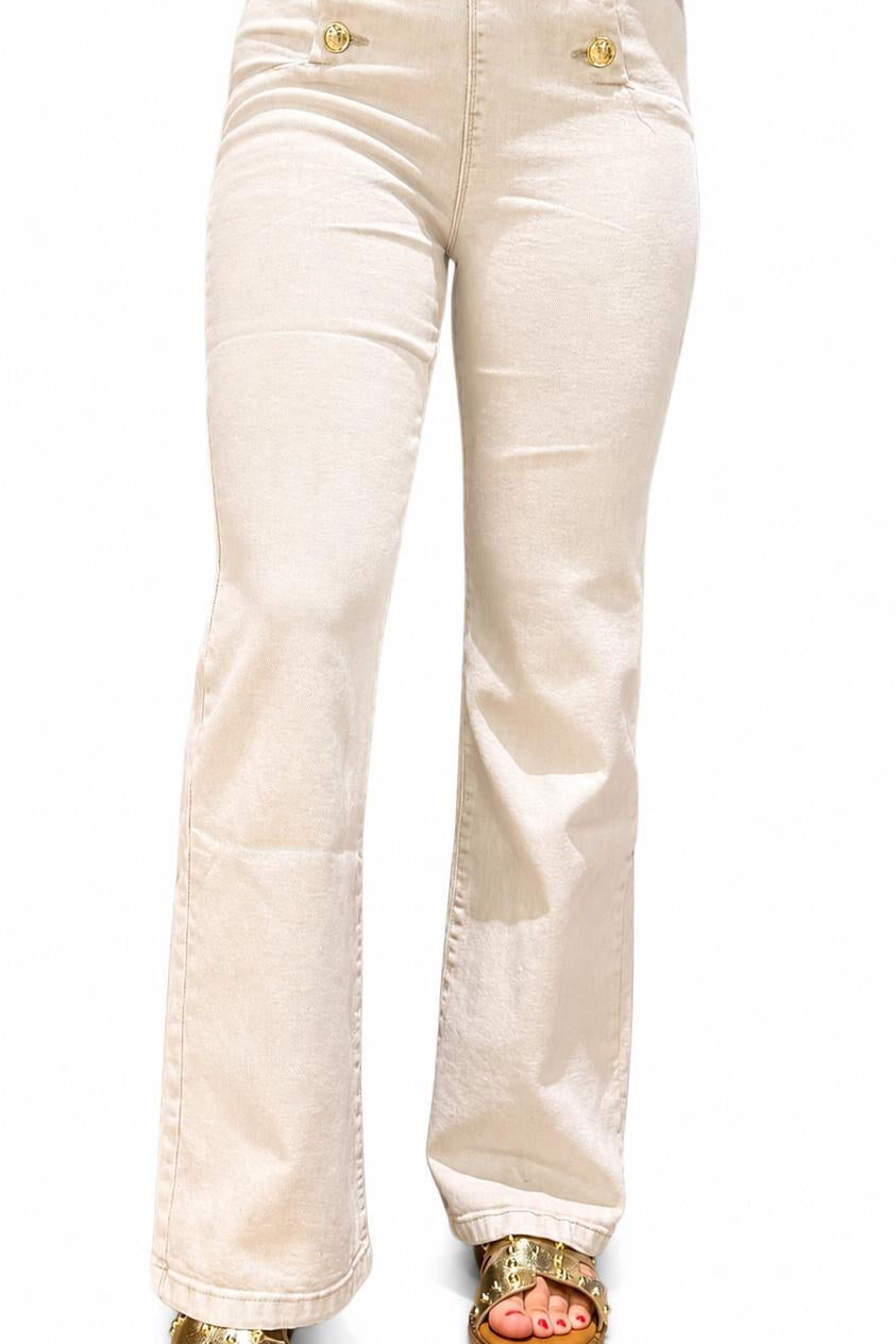 Wide Leg Jeans - Gold button Jill