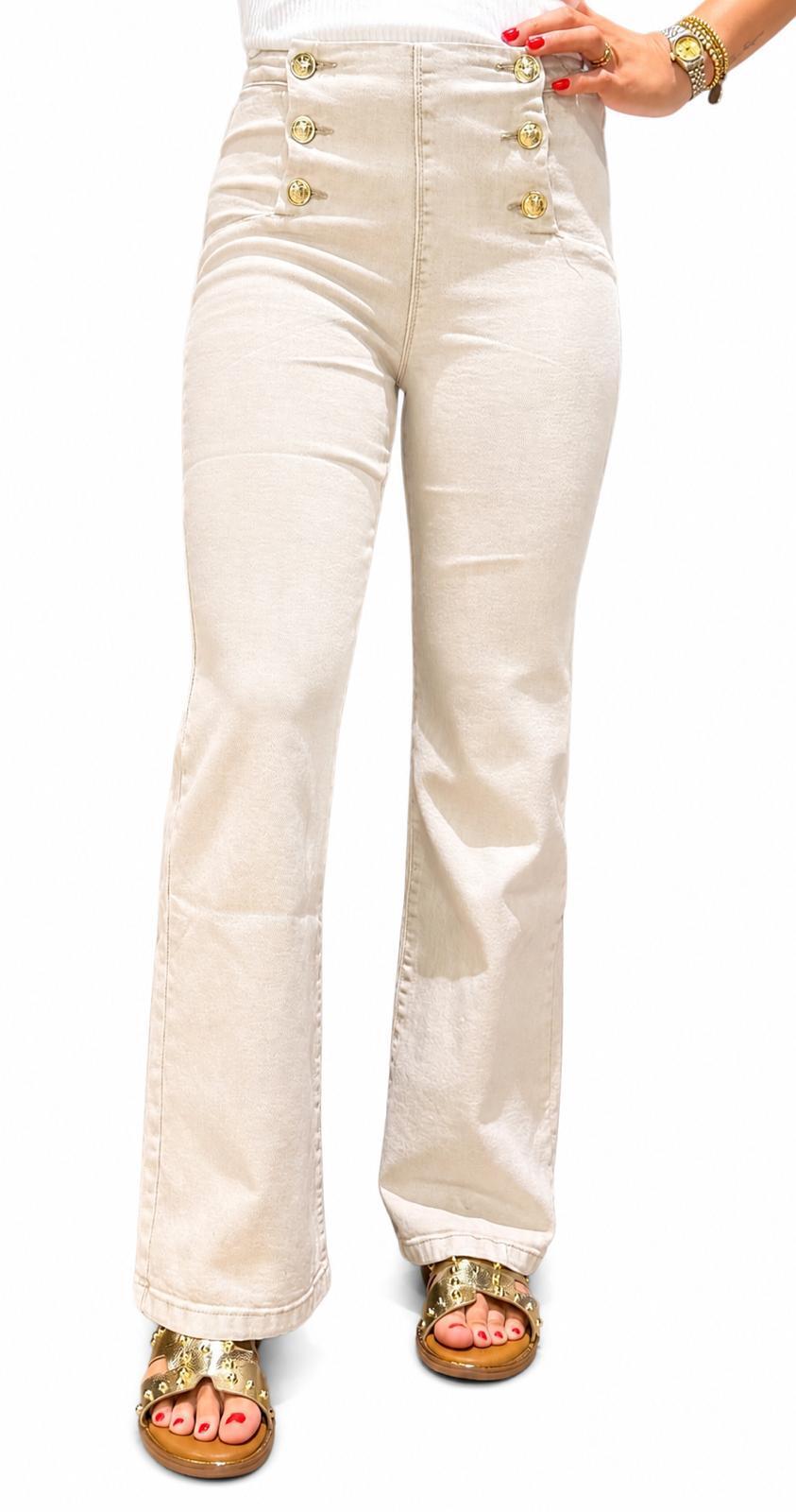 Wide Leg Jeans - Gold button Jill