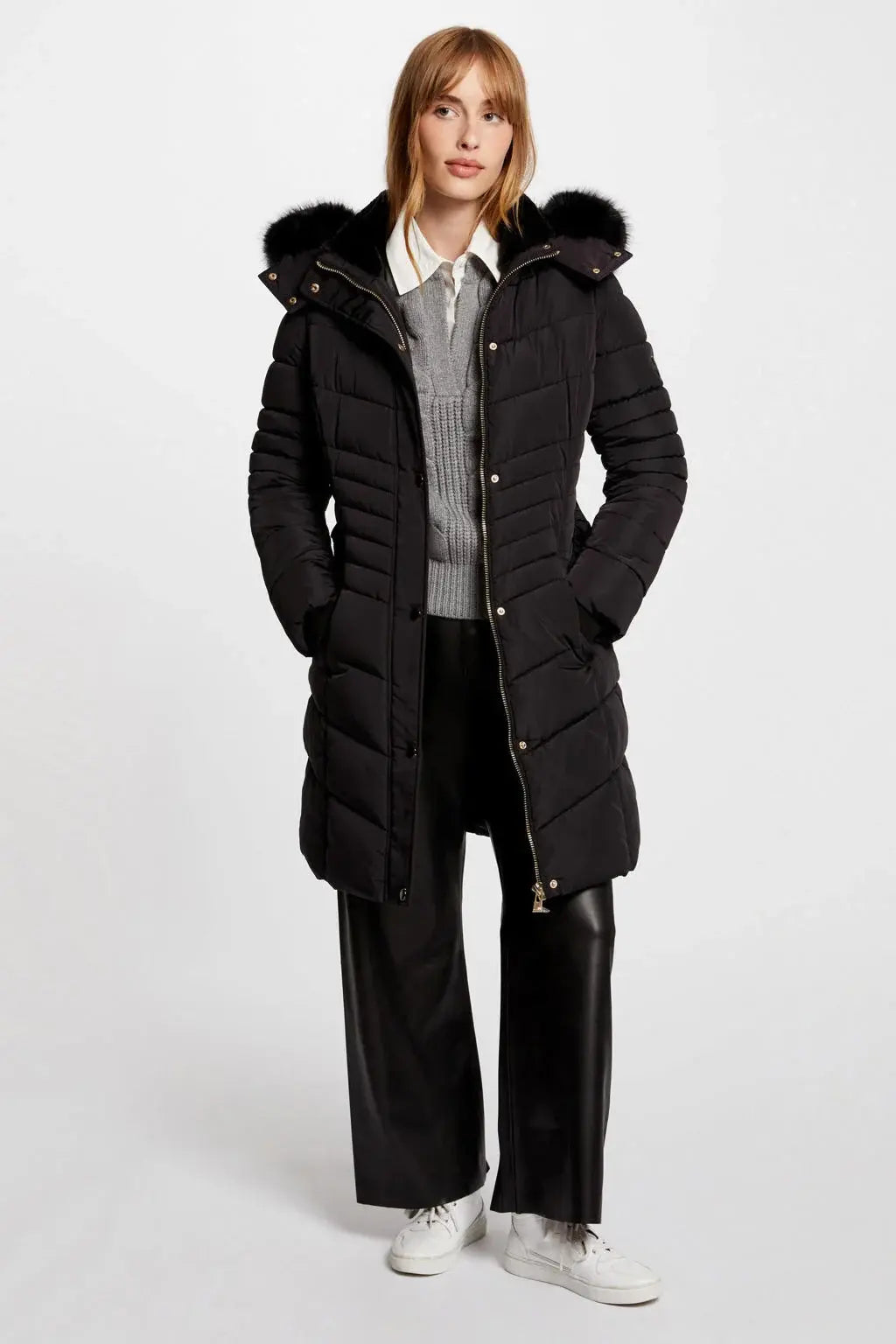 Morgan - Winterjas met riem Zwart