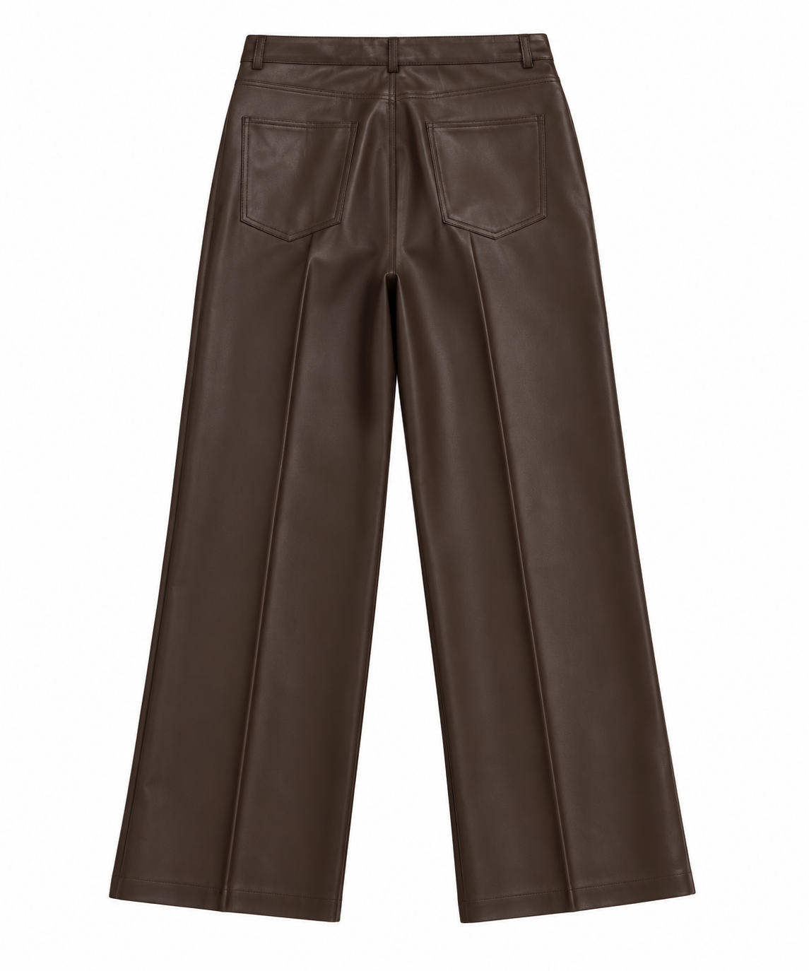 Broek Wide leg - PU donkerbruin 