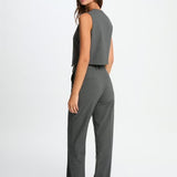 Morgan - Pantalon wide leg Penstripe grey 