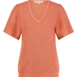 Tramontana - V-neck Lurex Jumper Papaya