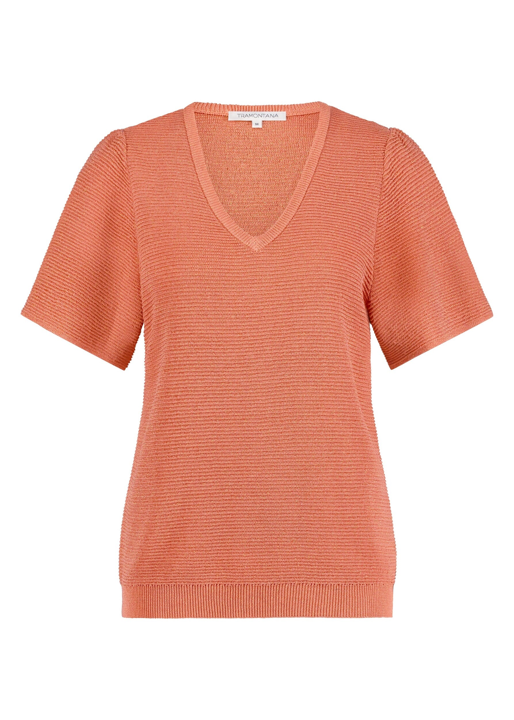 Tramontana - V-neck Lurex Jumper Papaya
