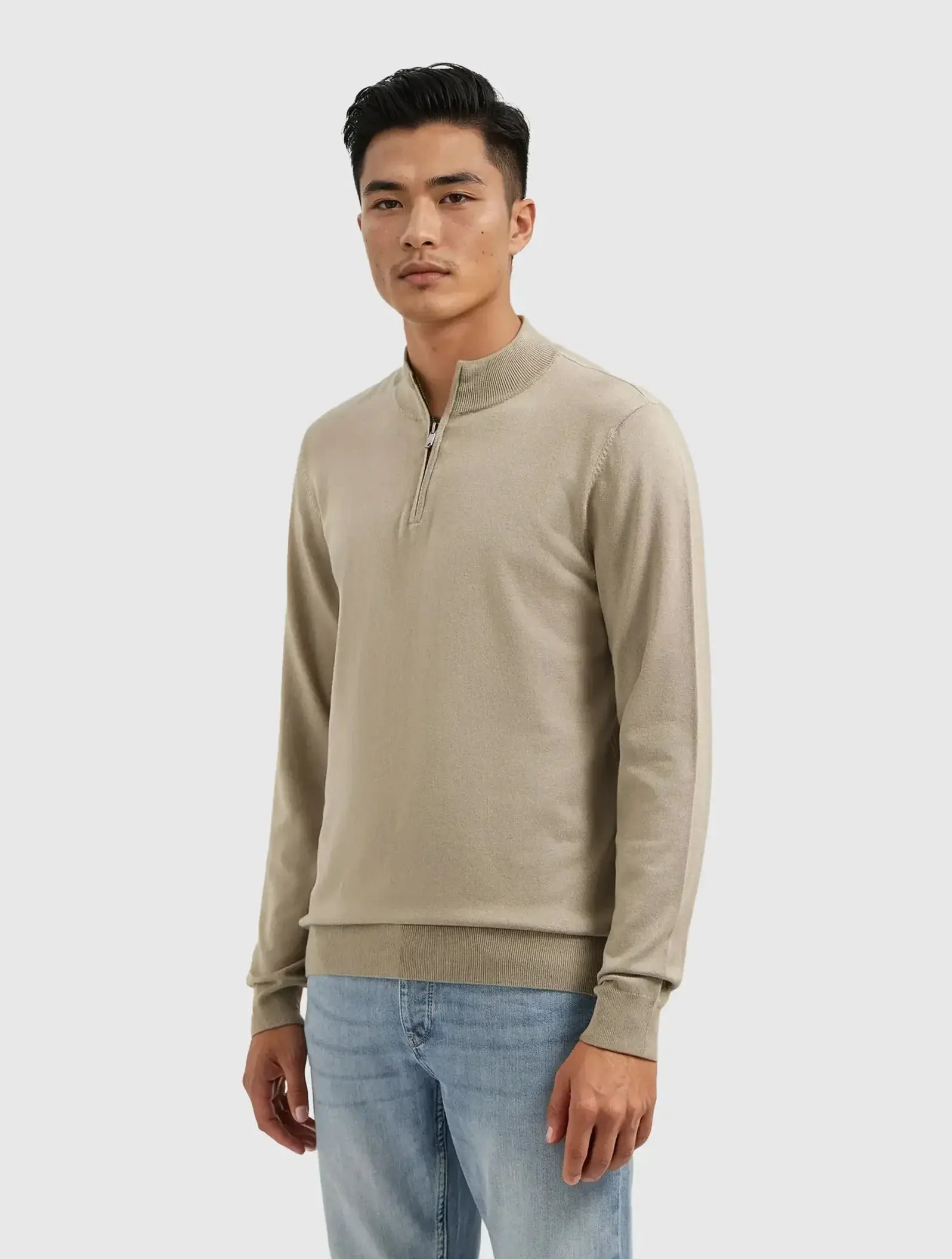 Pure Path - Zip Knitwear Regular Fit Taupe