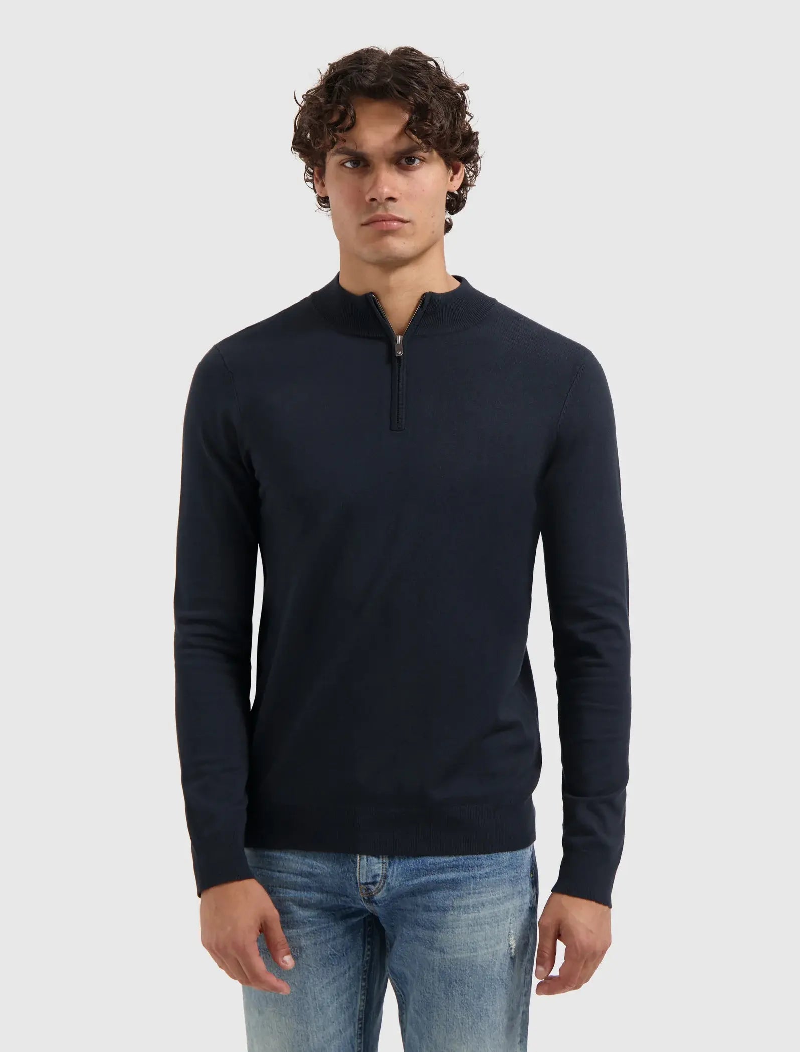 Pure Path - Zip Knitwear Regular Fit Blauw