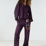 Tramontana - Sweater V hals met kant - Aubergine