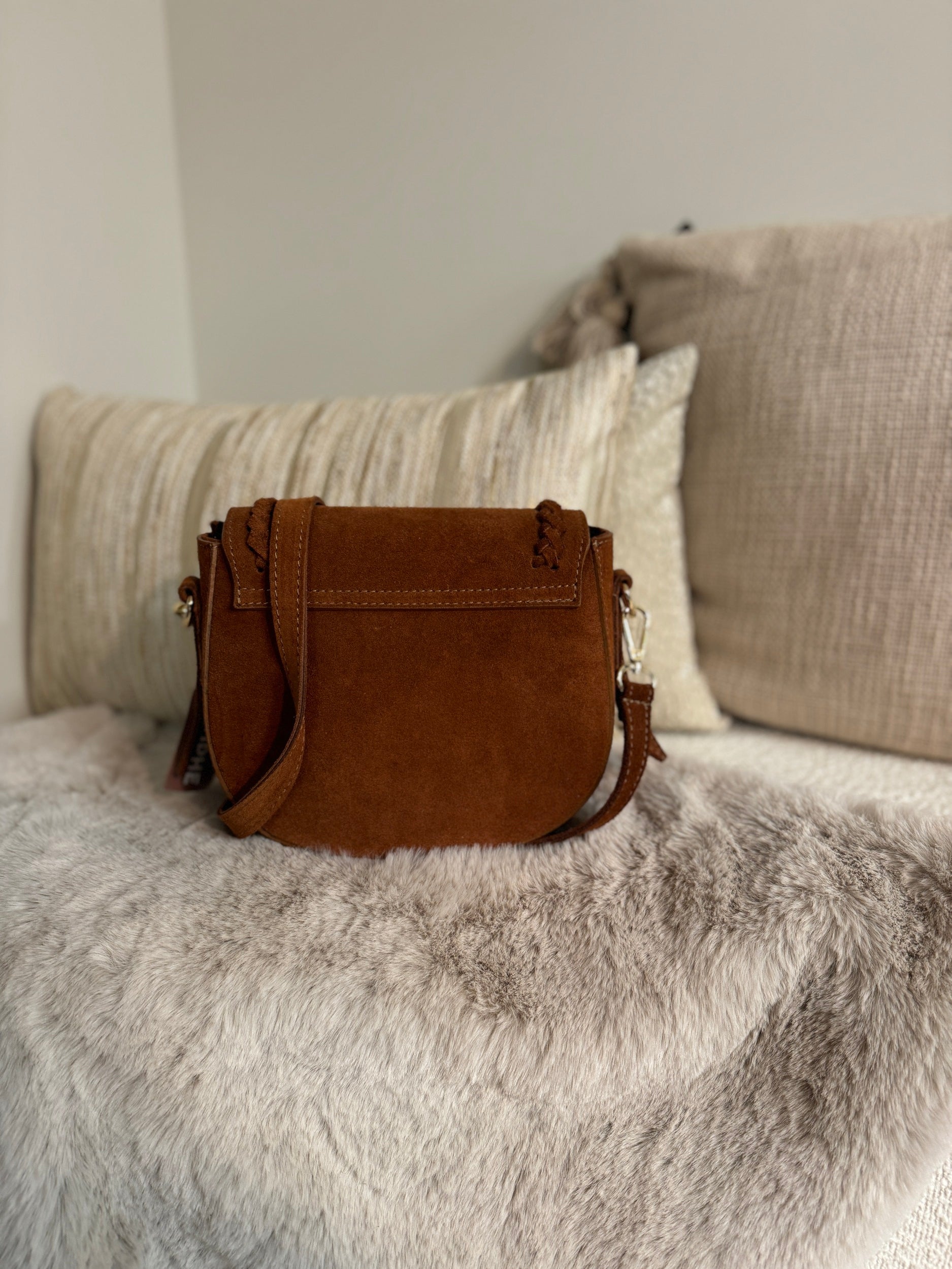 Suede Bag - Boho Camel