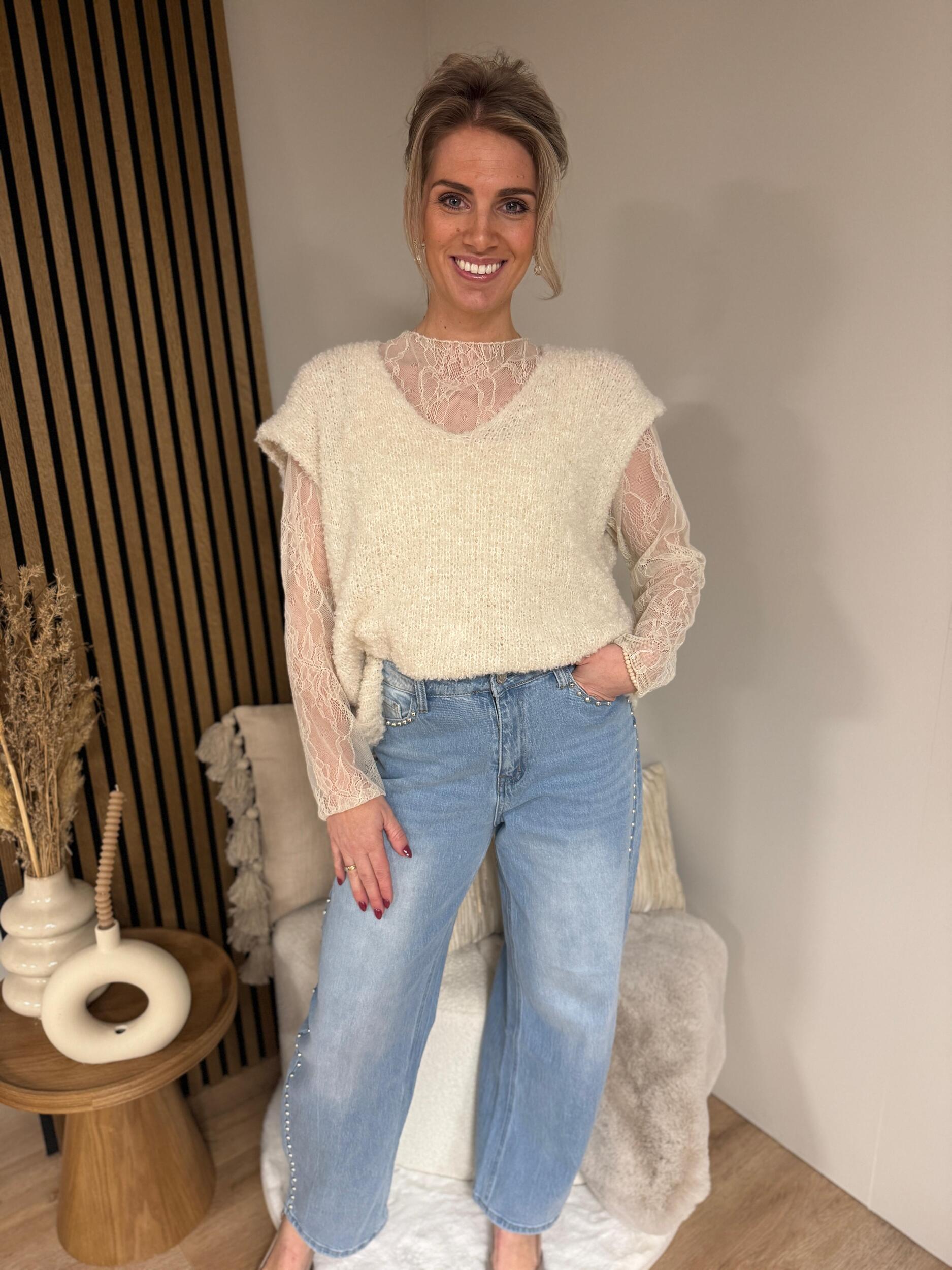 Top - V Hals Karlijn Off White