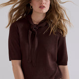 Tramontana - Short Sleeve Jumper Shawl Bruin